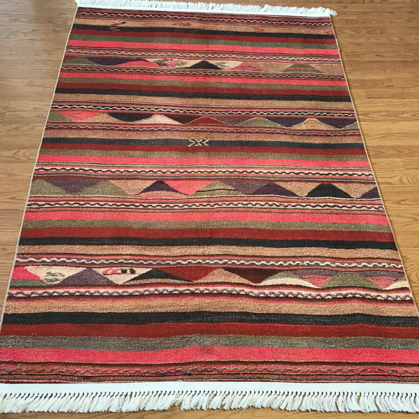 Millwood Pines Marcela Flatweave Pink/Brown Rug Wayfair